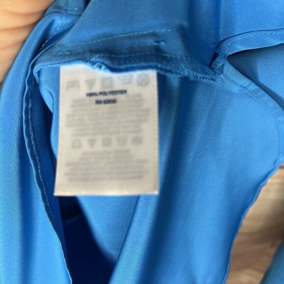 Lands' End Women's Bracelet Sleeve Blouse Top Siam Blue 12 - Picture 3 of 10